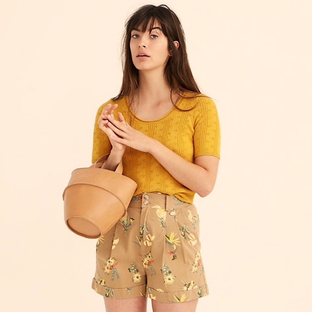 Madewell Women Mustard Yellow Short Sleeve Top Small